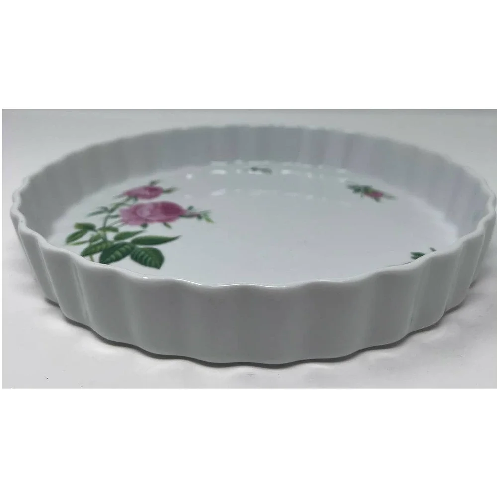 Christineholm Vintage Porcelain Rose Fluted Quiche Tart‎ Dish Bakeware 1 1/2
